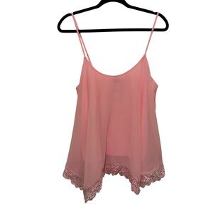 Hot Kiss Pink Camisole with Lace Hem